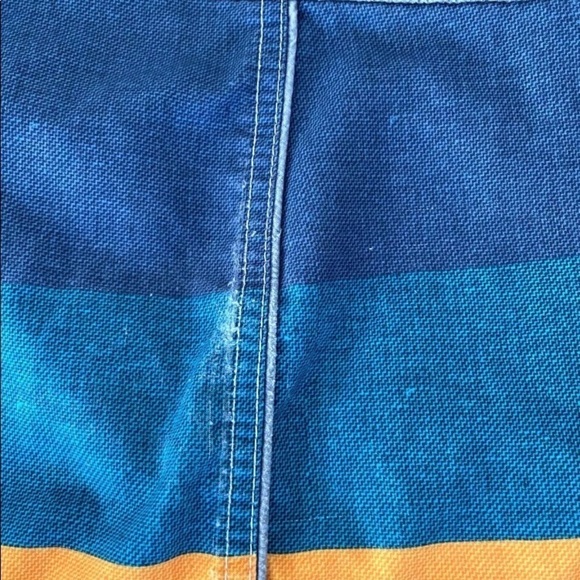 Men Ripcurl Sz 32 Board Shorts Swim Trunks Side Pocket Logo Blue Stripe 20" EUC - Picture 7 of 7